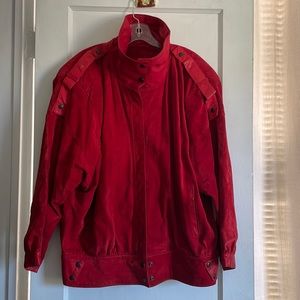 Vintage Red Suede Leather Jacket ❤️Sz LG